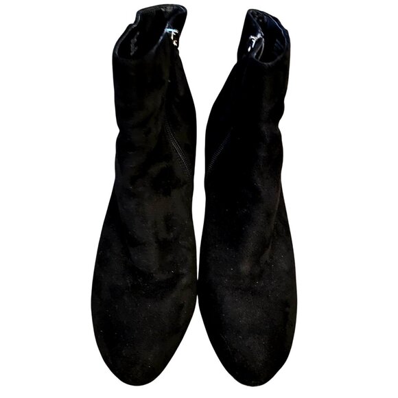 Dress Barn Black Faux Suede Ankle Boots With Side Zipper & 3" Heels - Picture 2 of 6
